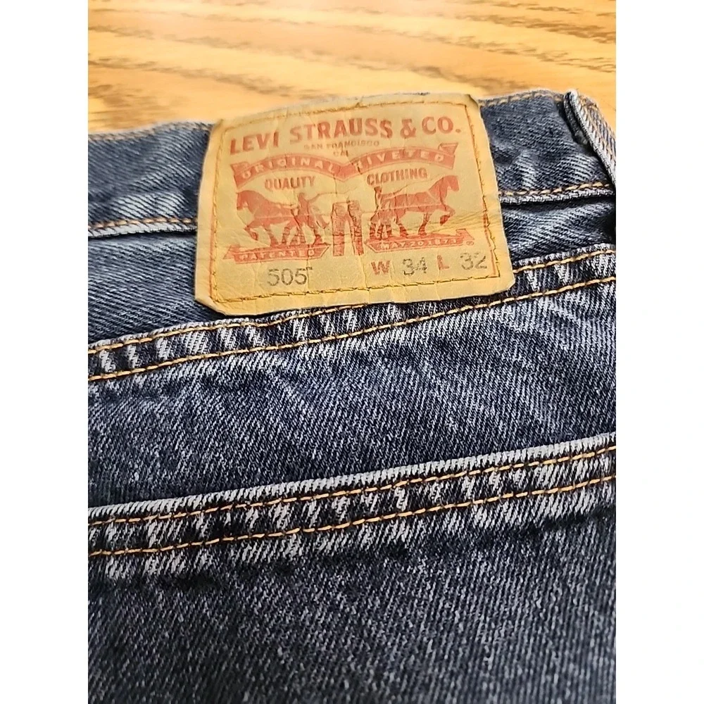 Levi's 505 Jeans Men's 34X32 Straight Leg Regular Fit Denim Blue 100% Cotton